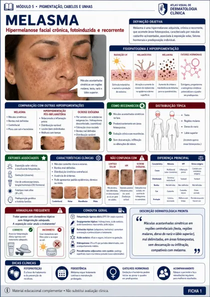 Ficha visual de dermatologia sobre melasma